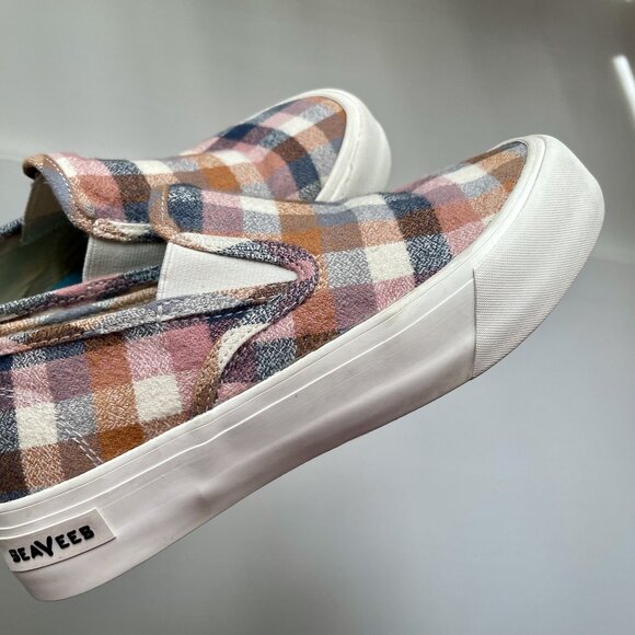 SeaVees Baja Slip On Platform Sneakers Size 6 Chai Check Flannel Plaid - Picture 2 of 16